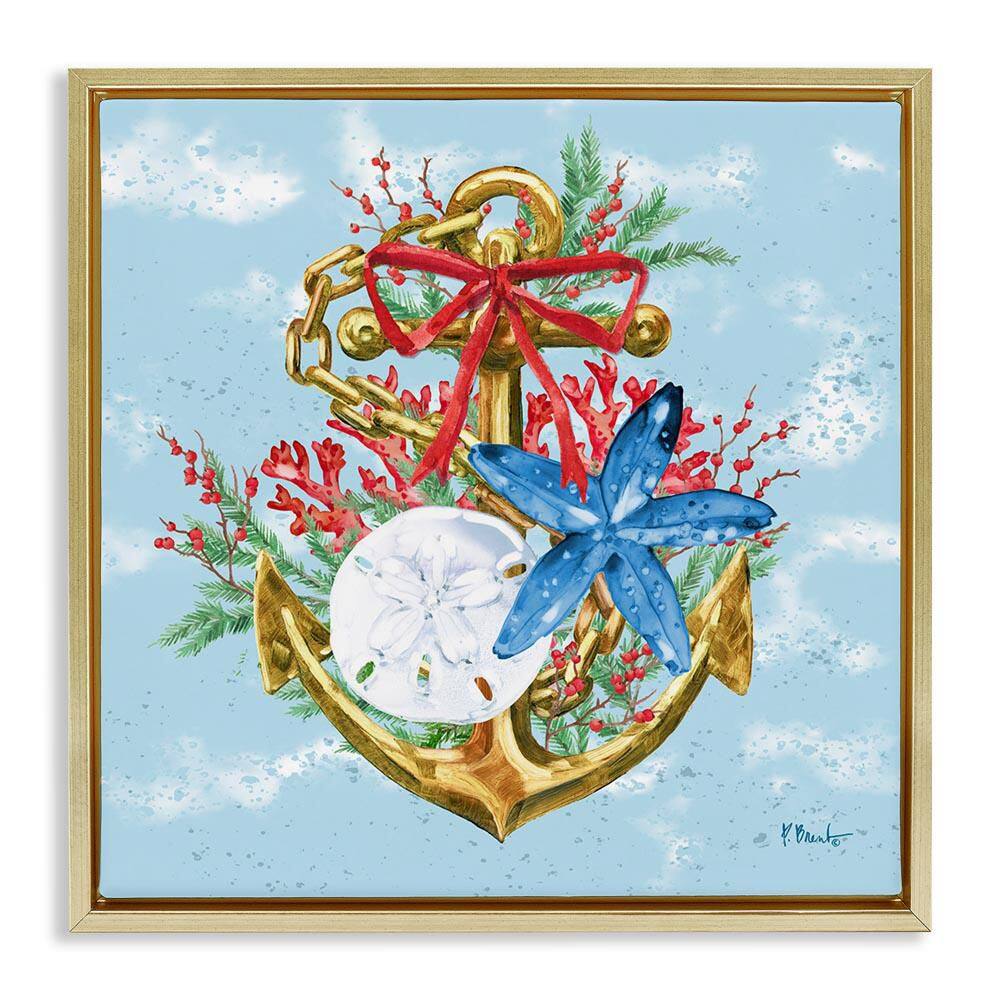 Holiday Submerged Anchor by Paul Brent Gold Floater Frame Coastal Graphic Art Print 25 in. x 25 in. price history on PriceWatchPro