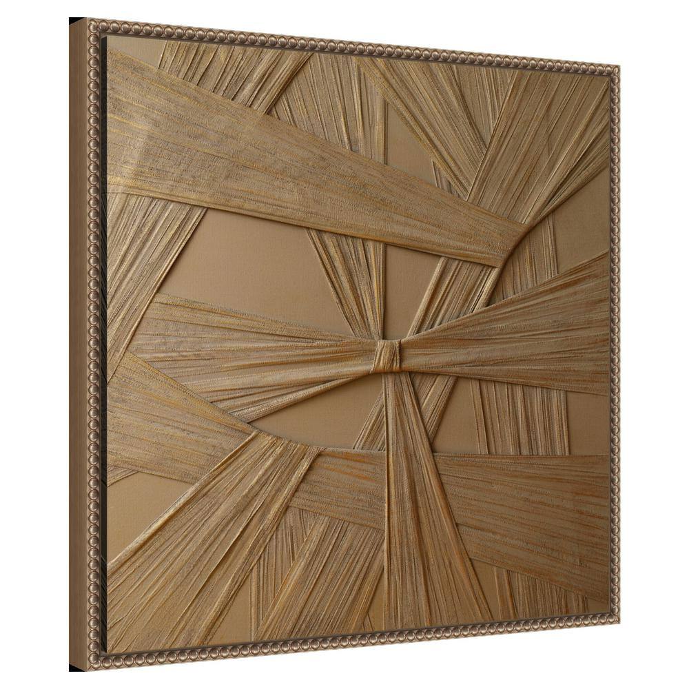 Golden Desert Abstract Canvas Art with Bronze Floater Frame