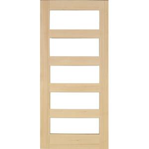 32 in. x 80 in. Contemporary Hemlock 5-Lite Clear Glass Unfinished Wood Front Door Slab