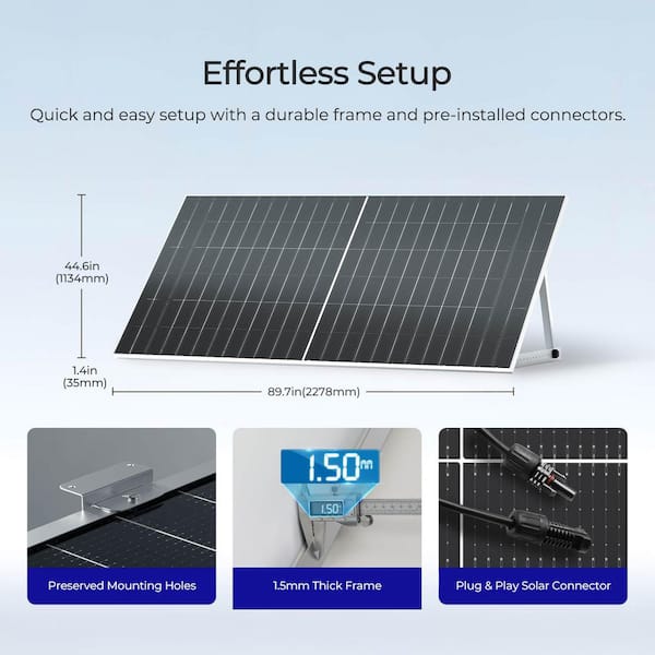 sunny  Renogy 2 -Module 89.7-in x 44.6-in 590-Watt Solar Panel in the