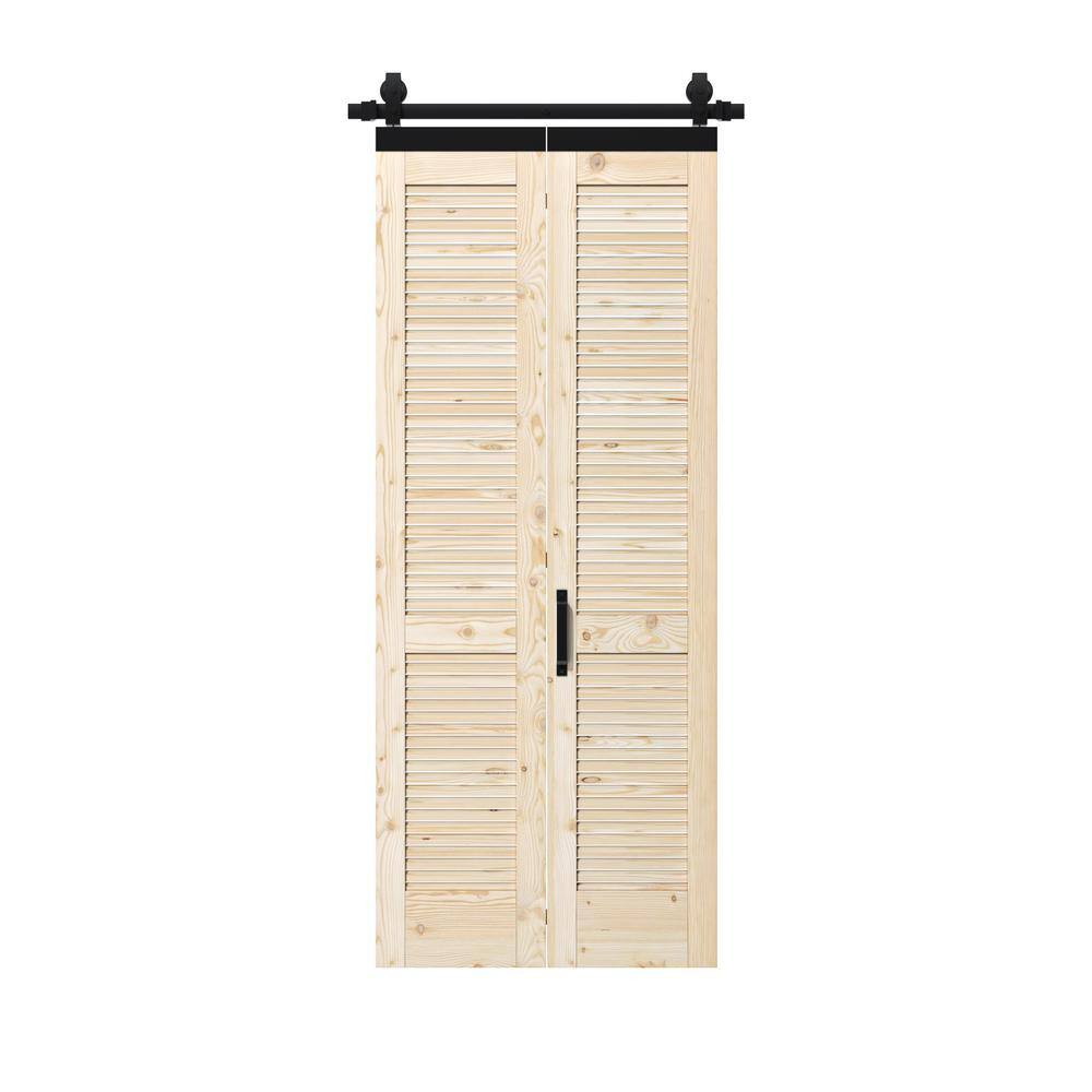 Reviews for ARK DESIGN 34 in. x 84 in. Unfinished Pine Wood Louver Bi
