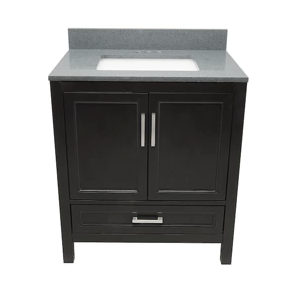 Ella Nevado 31 in. W x 22 in. D x 36 in. H Bath Vanity in Espresso with Quartz Stone Galaxy Gray Top with White Basin