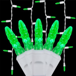 7 ft. 70-Light LED M5 Green Icicle Light Set