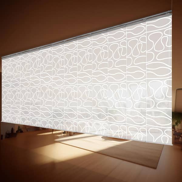 EMOH Swirl 140 in. x 260 in. W x 94 in. L Adjustable 12-Panel Satin Nickel Double Rail Panel Track with 23.5 in. Slates