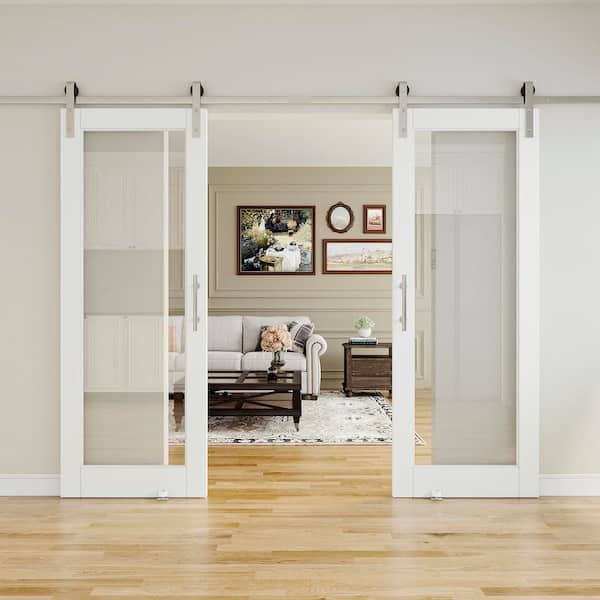 ARK DESIGN 64 in. x 80 in. 1 Lite Tempered Clear Glass White