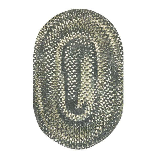 Better Trends Ombre Briad Collection Olive 60" x 84" Oval 100% Cotton Chenille Reversible Indoor Area Rug