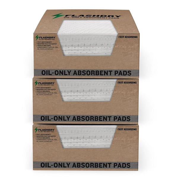 17.5 in. x 13.5 in. MeltBlown Polypropylene Oil Spill Absorber Pads-Tear-Resistant, 300 Pack for Marine & Garage Use