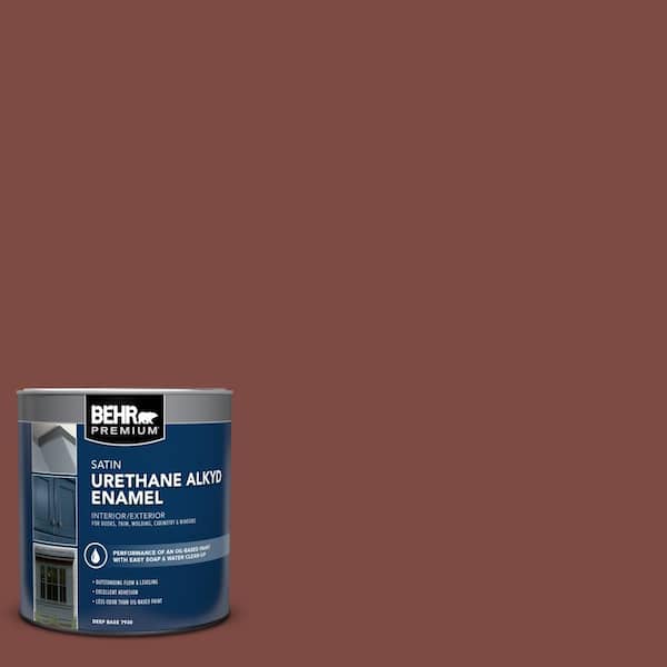 BEHR PREMIUM 1 qt. #PFC-02 Brick Red Satin Enamel Urethane Alkyd Interior/Exterior Paint