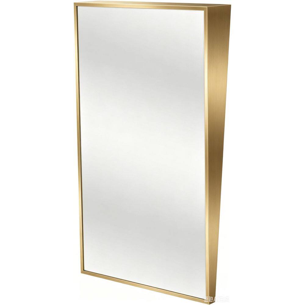 20 in. W x 30 in. H Rectangular ADA Wheelchair Accessible Fixed Tilt Wall Vanity Mirror in Brushed Gold , Tempered Glass price history on PriceWatchPro