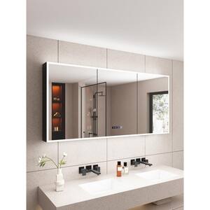 Flora 24 in. W x 30 in. H Rectangular Aluminum LED Dimmable Medicine Cabinet with Mirror, Interior Lighting, Right Hinge