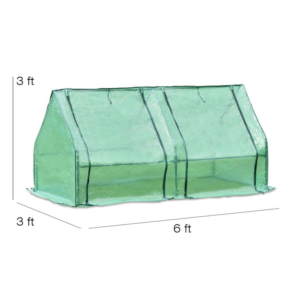 6 ft. x 3 ft. Green Mini Greenhouse with Zipper Doors