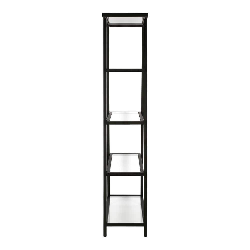 Modern 70'' Blackened Bronze Angled 4-Tier Bookcase
