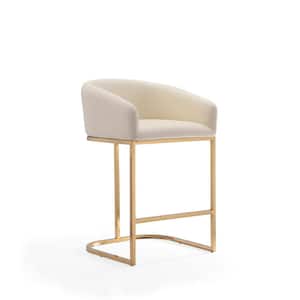 Louvre 36 in. Cream and Titanium Gold Stainless Steel Counter Height Bar Stool