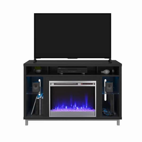 Ameriwood Home Cleavland 47 5 In, Black Fireplace Tv Stand With Led Lights