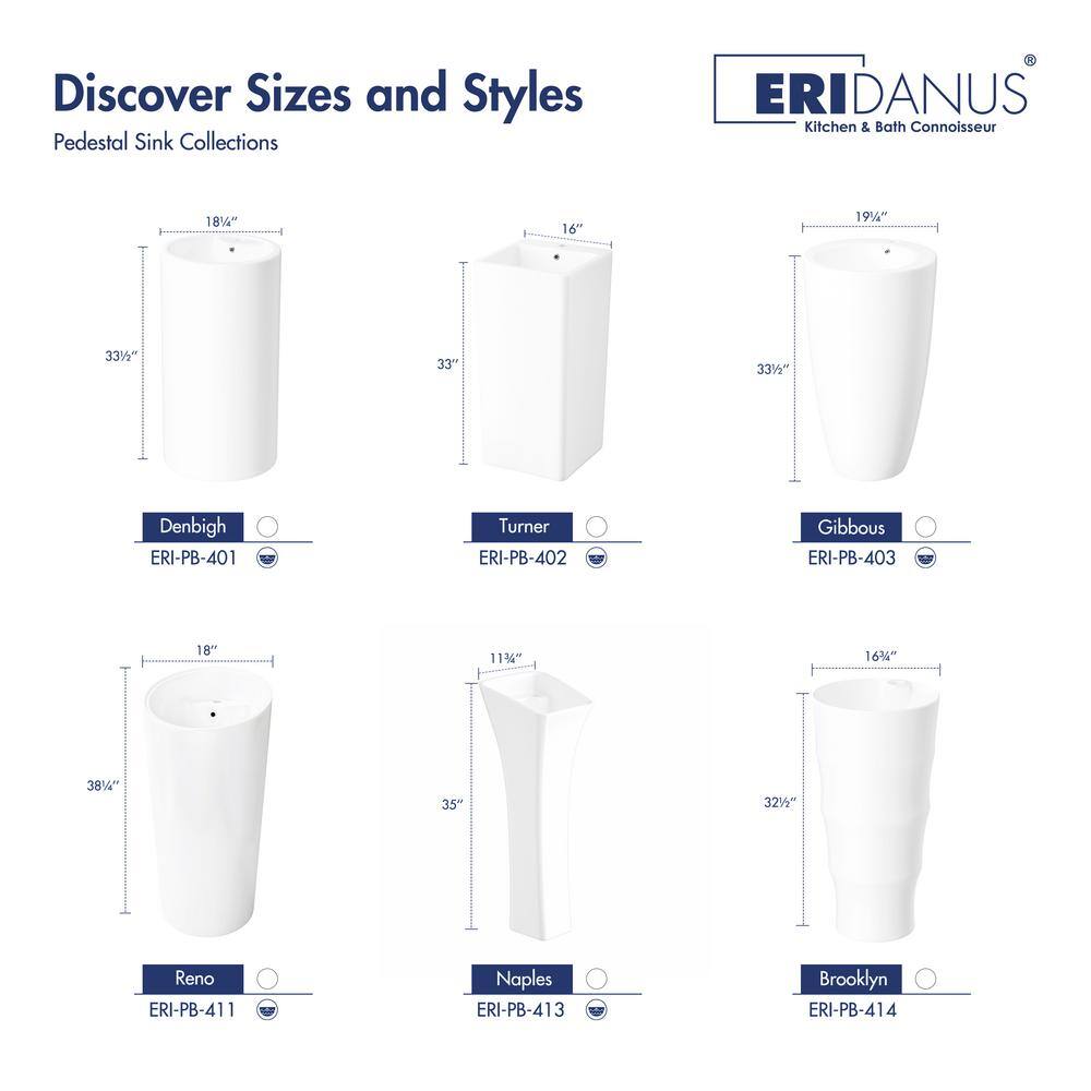 Brooklyn White Ceramic Round Freestanding Pedestal Sink