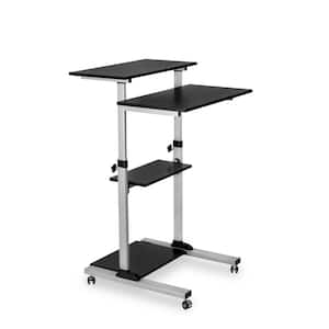 Height Adjustable Rolling Stand-Up Desk Computer and Laptop Workstation in Silver