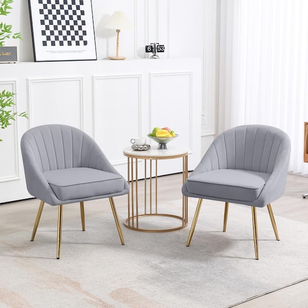 JEAREY Biscuit Gray Upholstered Outdoor Dining Chair with Tufted Back (Set of 2)