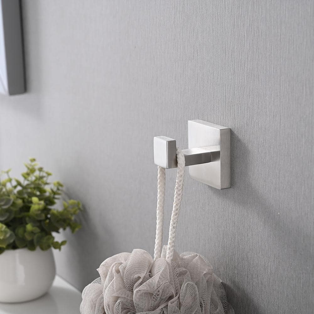 Brushed Nickel 4-Piece Bathroom Hardware Set with Towel Bar