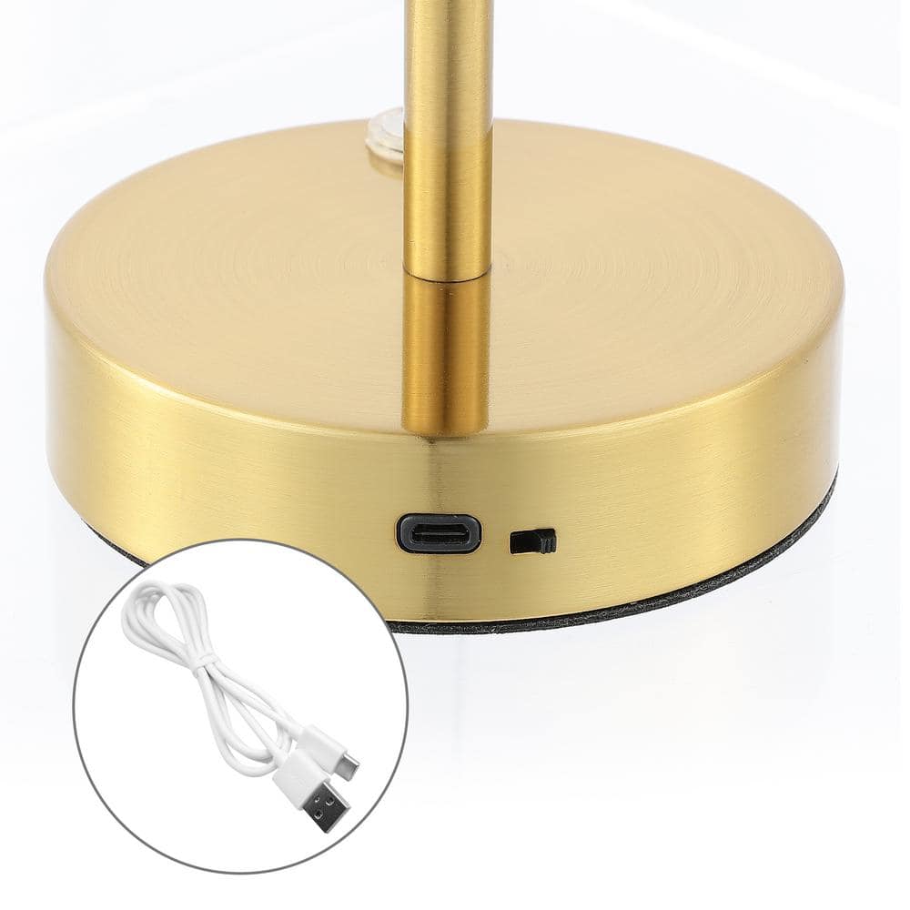 Natalia Brass Gold Cordless LED Table Lamp with Frosted Globe