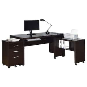 Skeena 3-piece 60 in. Cappuccino Desk with Storage Cabinet and Mobile Return