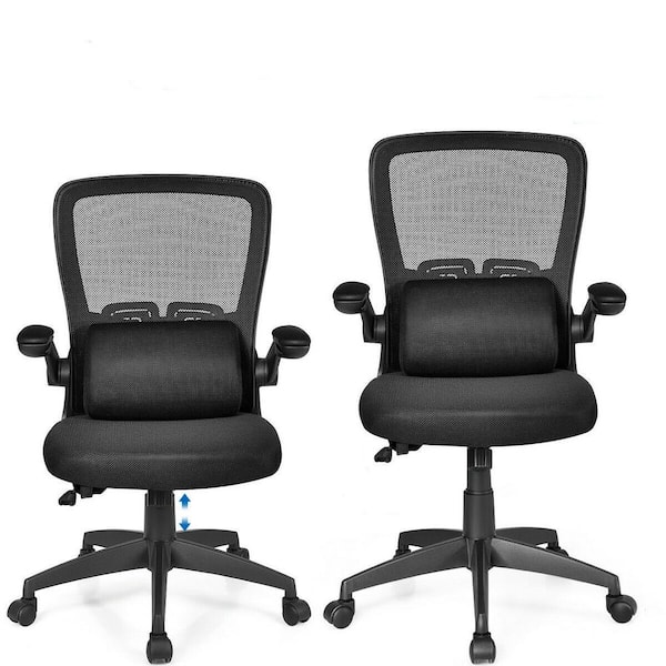Posture Chair Office Task Adjustable Arms Lumbar Support Swivel Fabric Black New 