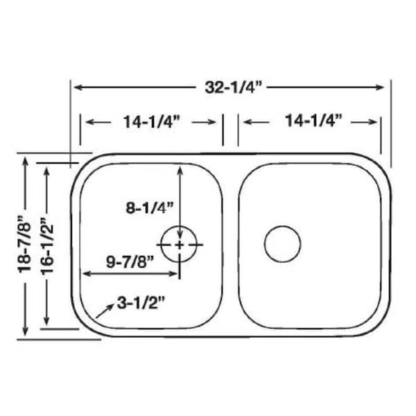 UKINOX 32 in. Undermount Stainless Steel 50/50 Double Bowl Kitchen