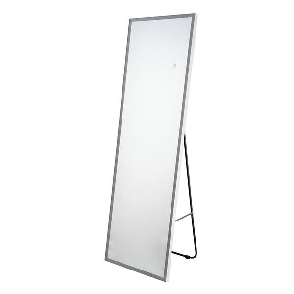 20 in. W x 62 in. H Rectangle Aluminum Framed White Floor Mirror with