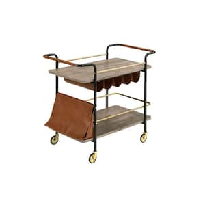 Natural Patio Serving Cart with Casters