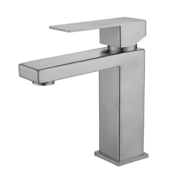 Minimalist Single Handle Single Hole Bathroom Sink Faucet with Drain Include in Brushed Nickel