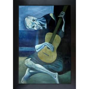 The Old Guitarist by Pablo Picasso New Age Wood Framed People Oil Painting Art Print 28.75 in. x 40.75 in.