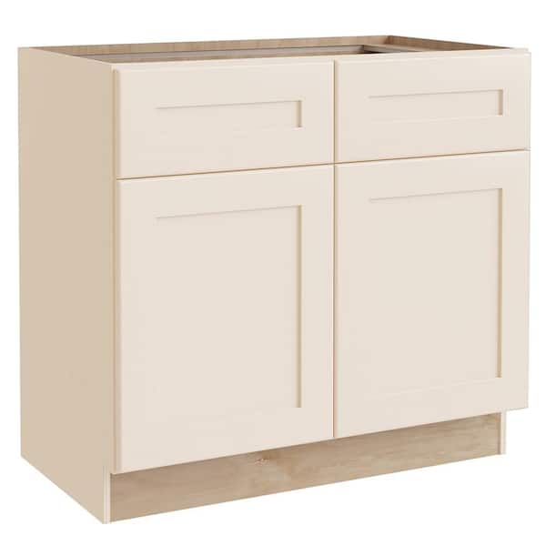 Newport 36 in. W x 21 in. D x 34.5 in. H Assembled Plywood Base Bath Cabinet in Blended Cream with Soft Close