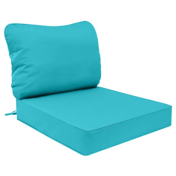 Unbranded 24 x 24 in. Outdoor Deep Seat Lounge Chair Patio Cushions, Zipper Closure Covers with 2-Ties, Turquoise Blue (Set of 1)