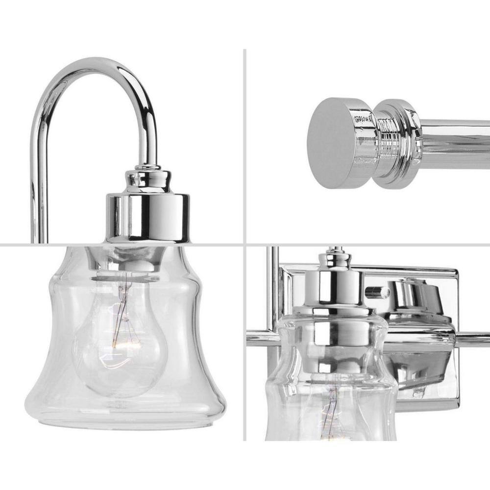 Litchfield Polished Chrome 3-Light Bath Vanity with Clear Glass Shades