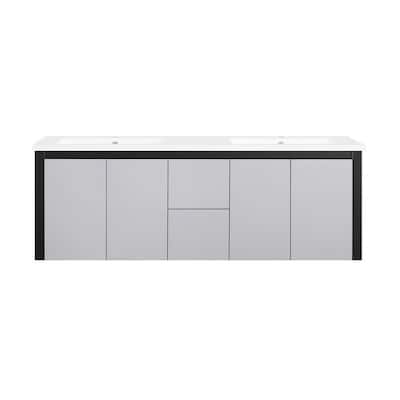 Lelio IV 60 in. W x 18.11 in. D x 20.67 in. H Bathroom Vanity in American Gray with White Resin Top