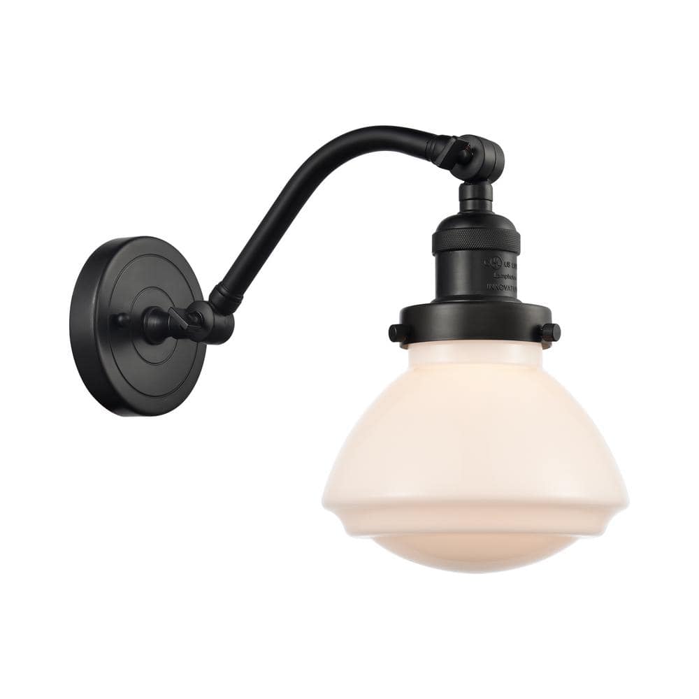 Olean 1-Light Oil Rubbed Bronze, Matte White Wall Sconce with White Glass Shade price history on PriceWatchPro
