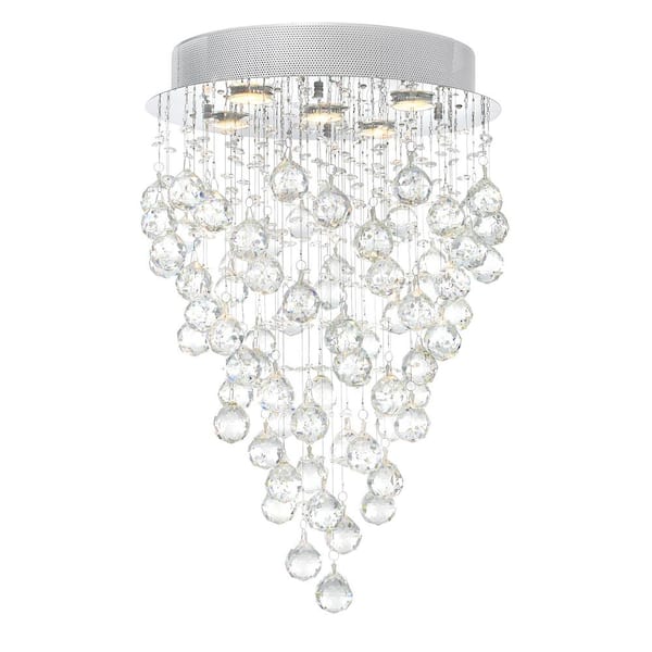 CWI Lighting Rain Drop 5 Light Flush Mount With Chrome Finish
