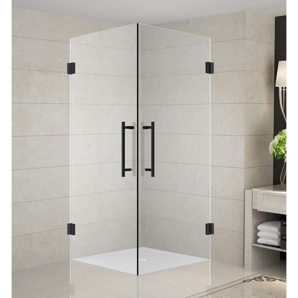 Vanora 38 in. x 38 in. x 72 in. Frameless Corner Hinged Shower Enclosure in Matte Black price history on PriceWatchPro
