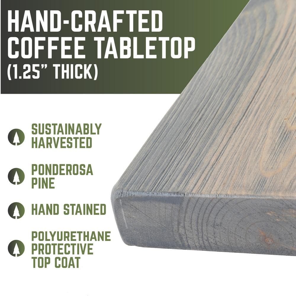 Restore Riverstone Grey Solid Wood Rectangle Coffee Tabletop