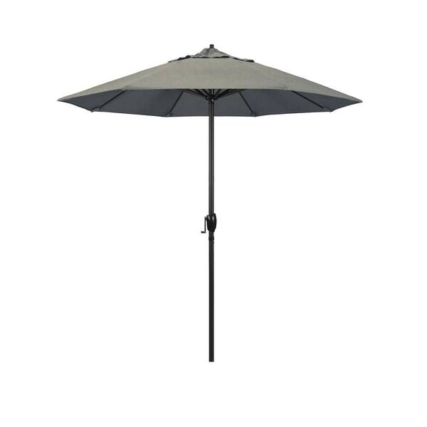 California Umbrella 7.5 ft. Black Aluminum Market Patio Umbrella Auto Tilt in Spectrum Dove Sunbrella