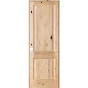 32 in. x 96 in. Rustic Knotty Alder 2 Panel Square Top Solid Wood Right-Hand Single Prehung Interior Door