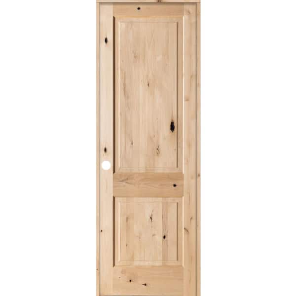 Krosswood Doors 32 in. x 96 in. 2-Panel Square Top Solid Wood Core Rustic Knotty Alder Right-Hand Single Prehung Interior Door