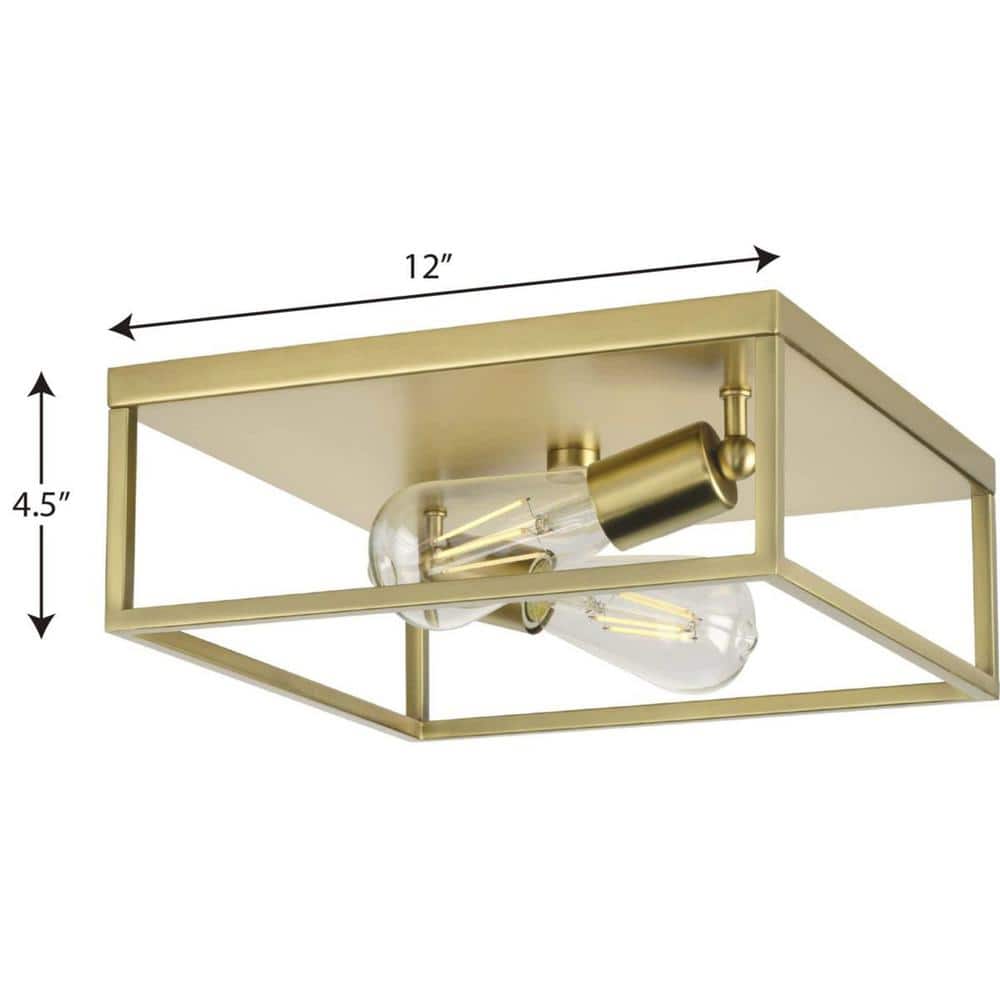 Satin Brass 12-Inch Modern Flush Mount Ceiling Light