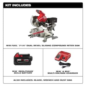 M18 FUEL 18V Lithium-Ion Brushless Cordless 7-1/4 in. Dual Bevel Sliding Compound Miter Saw Kit w/One 5.0Ah Battery