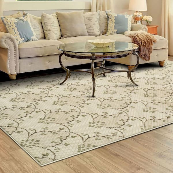 Aberdeen 8 ft. x 10 ft. Floral Polypropylene Beige Area Rug