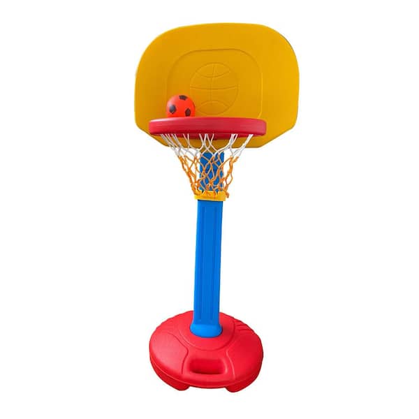 GOGEXX 21 in. L x 17 in. W x 62 in. H Children's Outdoor Basketball Frame Toy Sports Adjustable Height Kids Gift In Red Yellow
