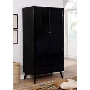 Mackie Black Wood Armoire with 2-Drawer (73 in. H x 36 in. W x 22 in. D)