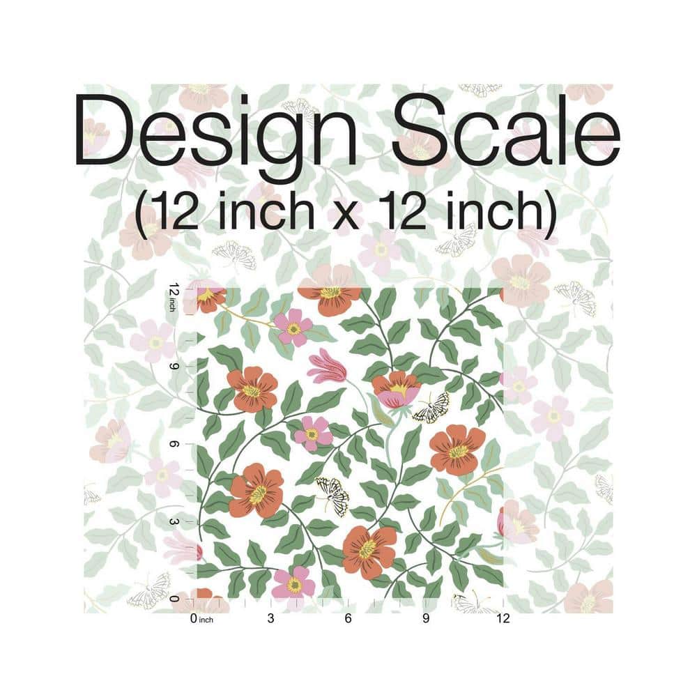 Primrose Fluttering Butterflies & Blooms Peel and Stick Wallpaper Roll
