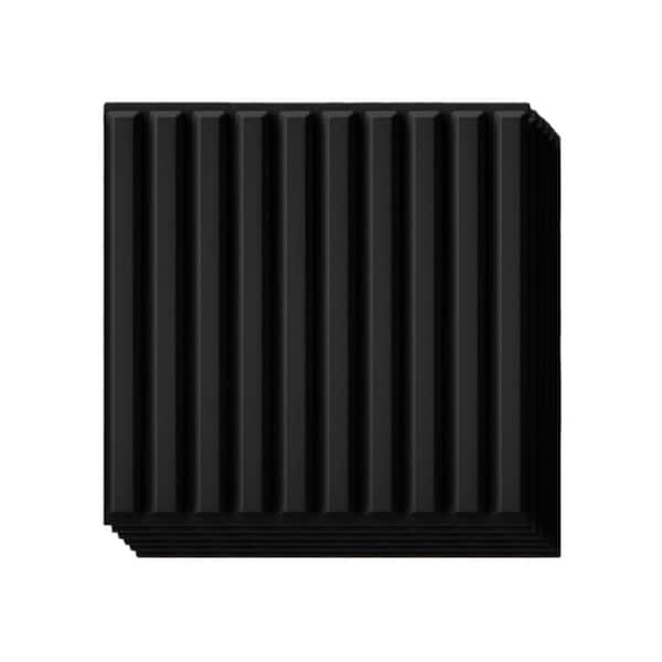 32-Pack 12 in. x 12 in. Black 3D Slat Wall Panels, VC Fluted Textured Panel, DIY Wall Art Decorative Tiles for Ceiling