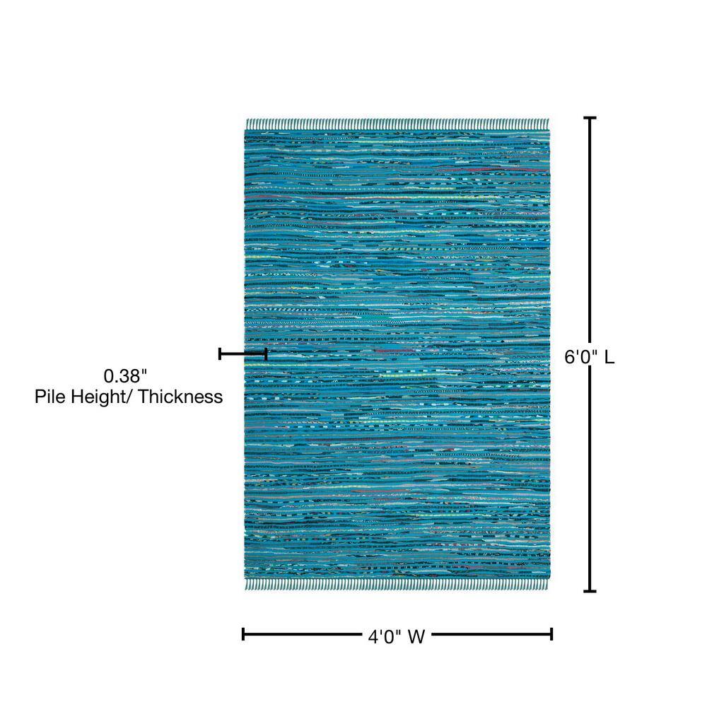 Handmade Light Blue Cotton Flat Woven Area Rug, 4' x 6'