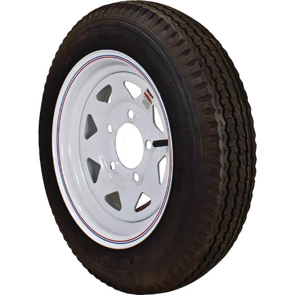 530-12 K353 BIAS 840 lb. Load Capacity White with Stripe 12 in. Bias Tire and Wheel Assembly